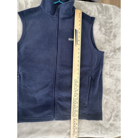 Columbia Mens Fleece Vest Navy Blue Size Large L Full Zip Pockets - Picture 4 of 6